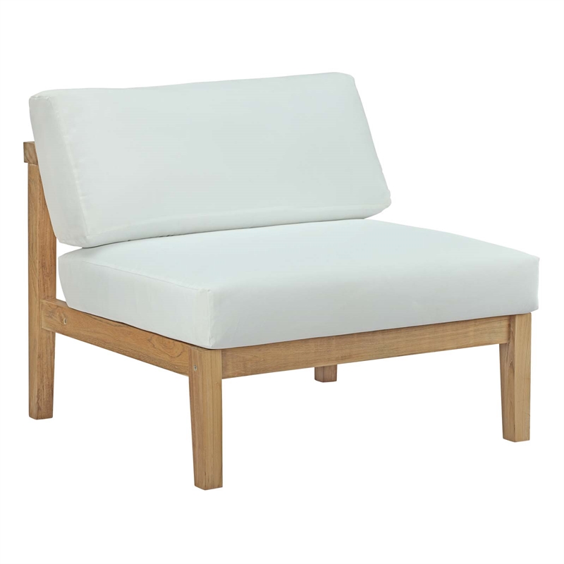 Modway Bayport 6-Piece Modern Teak Wood/Fabric Outdoor Set in White/Natural
