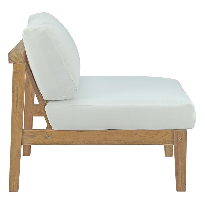 Modway Bayport 6-Piece Modern Teak Wood/Fabric Outdoor Set in White/Natural