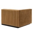 Modway Conjure Modern Channel Tufted Velvet Left-Arm Chair in Cognac Brown