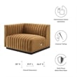 Modway Conjure Modern Channel Tufted Velvet Left-Arm Chair in Cognac Brown