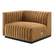 Modway Conjure Modern Channel Tufted Velvet Left-Arm Chair in Cognac Brown