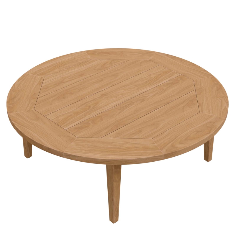 Modway Brisbane Modern Round Teak Wood Outdoor Patio Coffee Table in Natural