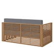 Modway Carlsbad Modern Teak Wood/Fabric Patio Loveseat in Gray/Natural
