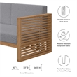 Modway Carlsbad Modern Teak Wood/Fabric Patio Loveseat in Gray/Natural