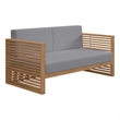 Modway Carlsbad Modern Teak Wood/Fabric Patio Loveseat in Gray/Natural