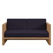 Modway Carlsbad Modern Teak Wood/Fabric Patio Loveseat in Navy/Natural