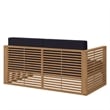 Modway Carlsbad Modern Teak Wood/Fabric Patio Loveseat in Navy/Natural