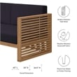Modway Carlsbad Modern Teak Wood/Fabric Patio Loveseat in Navy/Natural