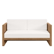 Modway Carlsbad Modern Teak Wood/Fabric Patio Loveseat in White/Natural
