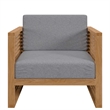 Modway Carlsbad Modern Fabric/Teak Wood Outdoor Armchair in Gray/Natural
