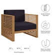 Modway Carlsbad Modern Fabric/Teak Wood Outdoor Armchair in Navy/Natural
