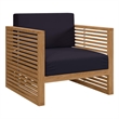 Modway Carlsbad Modern Fabric/Teak Wood Outdoor Armchair in Navy/Natural