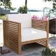 Modway Carlsbad Modern Fabric/Teak Wood Outdoor Armchair in White/Natural