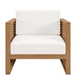 Modway Carlsbad Modern Fabric/Teak Wood Outdoor Armchair in White/Natural