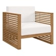 Modway Carlsbad Modern Fabric/Teak Wood Outdoor Armchair in White/Natural