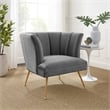 Modway Veronica Modern Channel Tufted Performance Velvet Armchair in Gray