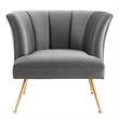 Modway Veronica Modern Channel Tufted Performance Velvet Armchair in Gray