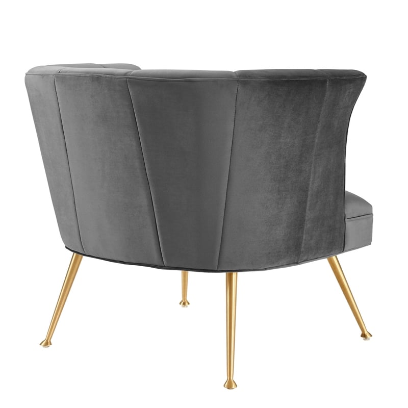 Modway Veronica Modern Channel Tufted Performance Velvet Armchair in Gray