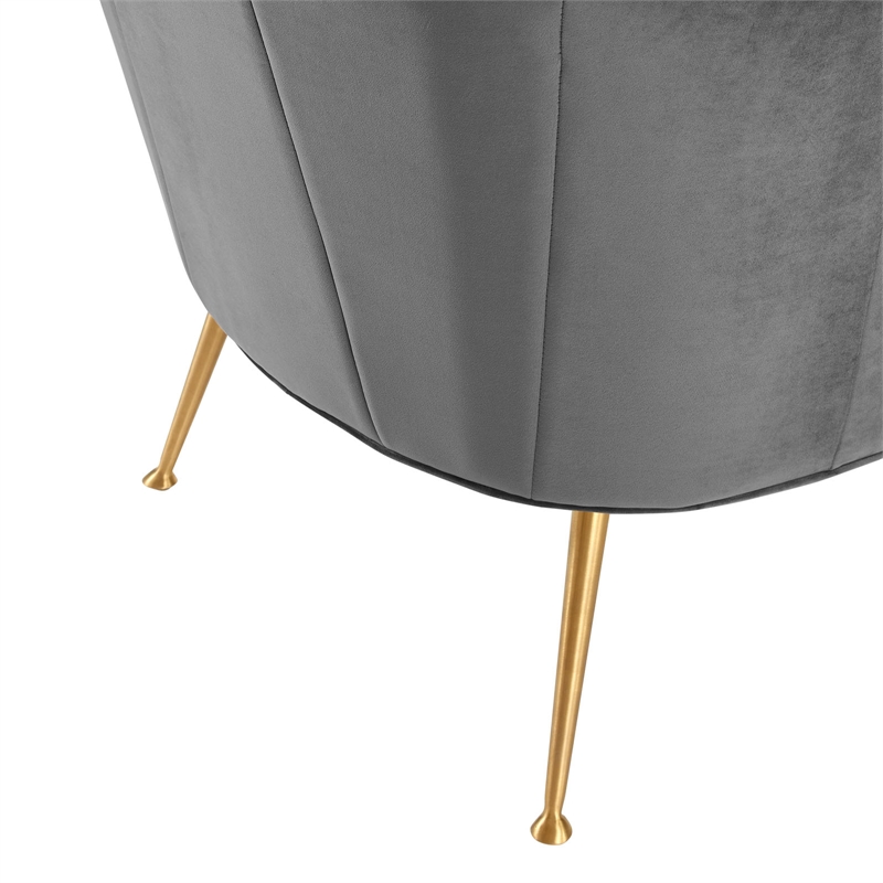 Modway Veronica Modern Channel Tufted Performance Velvet Armchair in Gray