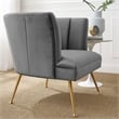 Modway Veronica Modern Channel Tufted Performance Velvet Armchair in Gray