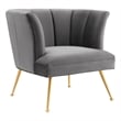 Modway Veronica Modern Channel Tufted Performance Velvet Armchair in Gray