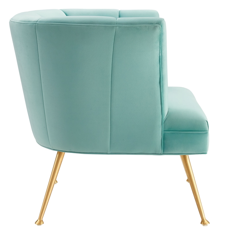 Modway Veronica Modern Channel Tufted Performance Velvet Armchair in Mint Blue
