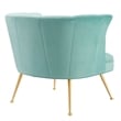 Modway Veronica Modern Channel Tufted Performance Velvet Armchair in Mint Blue