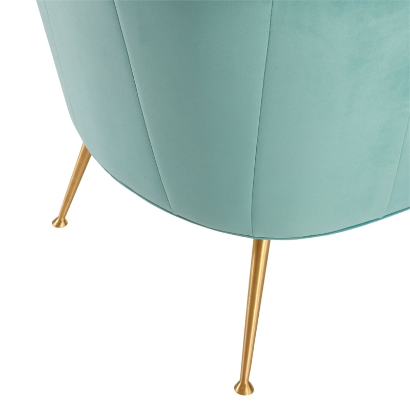 Modway Veronica Modern Channel Tufted Performance Velvet Armchair in Mint Blue