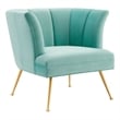Modway Veronica Modern Channel Tufted Performance Velvet Armchair in Mint Blue