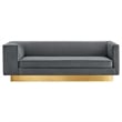 Modway Eminence Modern Performance Velvet Upholstered Sofa in Gray/Gold