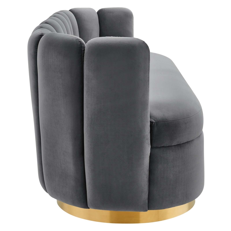 Modway Victoria Modern Tufted Performance Velvet Sofa in Gray/Gold