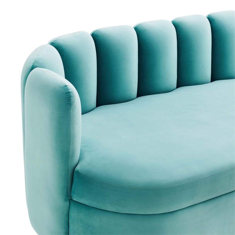 Modway Victoria Modern Tufted Performance Velvet Sofa in Mint Blue/Gold