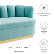 Modway Victoria Modern Tufted Performance Velvet Sofa in Mint Blue/Gold