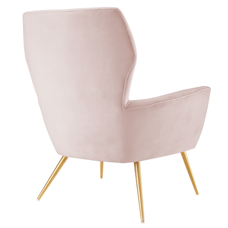 Modway Renata Modern Tufted Performance Velvet Armchair in Pink/Gold
