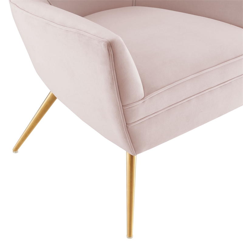 Modway Renata Modern Tufted Performance Velvet Armchair in Pink/Gold