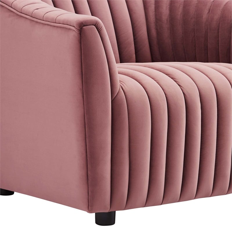 Modway Announce Modern Performance Velvet Tufted Armchair in Dusty Rose Pink