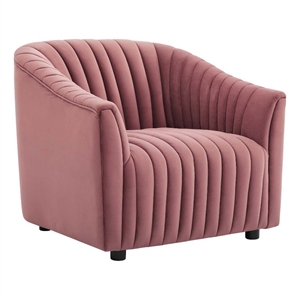 Modway Announce Modern Performance Velvet Tufted Armchair in Dusty Rose Pink
