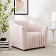 Modway Announce Modern Performance Velvet Tufted Armchair in Pink