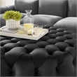 Modway Amour Modern Button Tufted Round Velvet Ottoman in Black