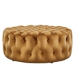 Modway Amour Modern Button Tufted Round Velvet Ottoman in Cognac Brown