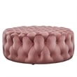 Modway Amour Modern Button Tufted Round Velvet Ottoman in Dusty Rose Pink