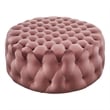 Modway Amour Modern Button Tufted Round Velvet Ottoman in Dusty Rose Pink