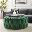 Modway Amour Modern Button Tufted Round Velvet Ottoman in Emerald Green