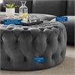 Modway Amour Modern Button Tufted Round Velvet Ottoman in Gray
