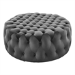 Modway Amour Modern Button Tufted Round Velvet Ottoman in Gray
