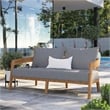 Modway Brisbane Modern Teak Wood/Fabric Patio Loveseat in Gray/Natural