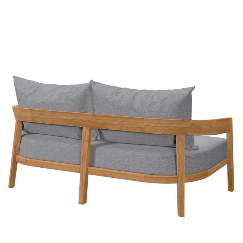 Modway Brisbane Modern Teak Wood/Fabric Patio Loveseat in Gray/Natural