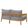 Modway Brisbane Modern Teak Wood/Fabric Patio Loveseat in Gray/Natural