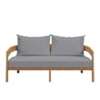 Modway Brisbane Modern Teak Wood/Fabric Patio Loveseat in Gray/Natural