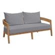 Modway Brisbane Modern Teak Wood/Fabric Patio Loveseat in Gray/Natural
